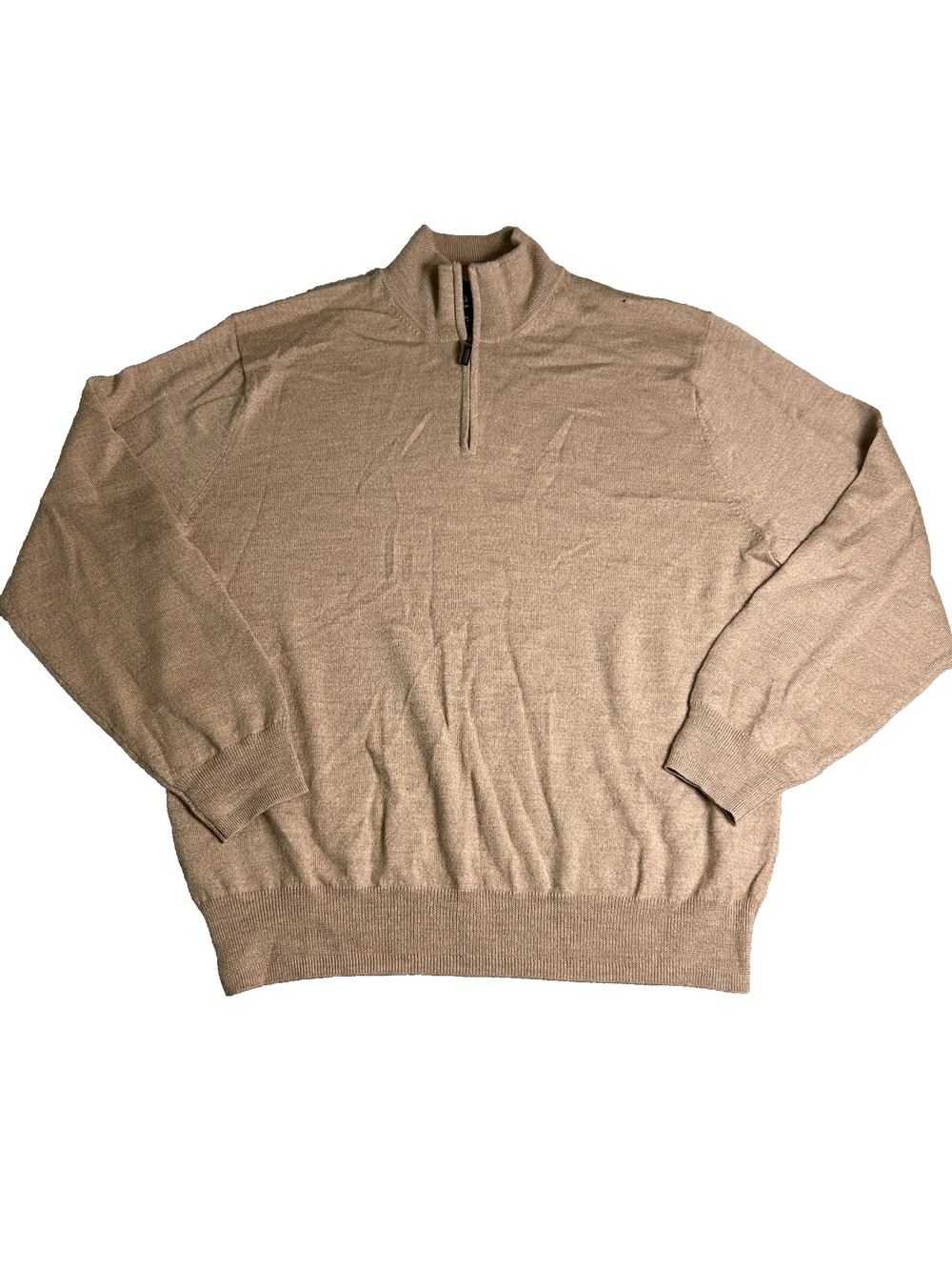 Jos A Bank Signature Collection 100% Merino Wool Sweater Mens Large Oat 1/4 Zip